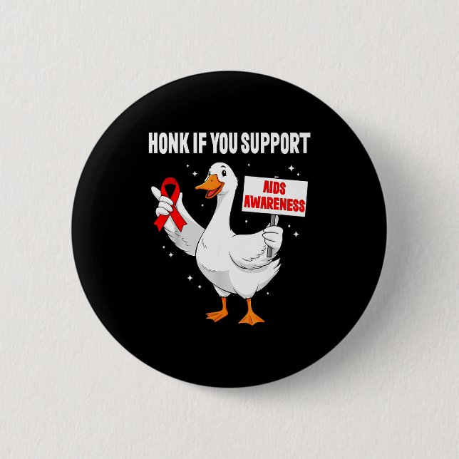 Aids_hiv Awareness Funny Goose World Aids Day Red  Button (Vorderseite)