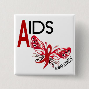 AIDS/HIV Bewusstsein Schmetterlings-3 Button