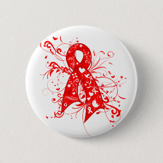 AIDS HIV Floral Wirbel Ribbon Button