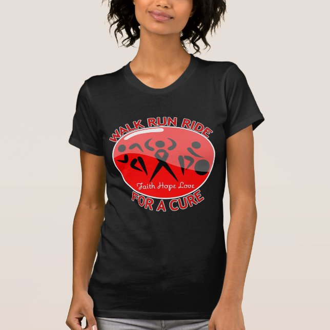 AIDS HIV Walk Run Ride For A Cure T-Shirt (Vorderseite)