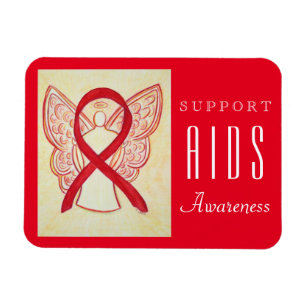 AIDS Red Awareness Ribbon Angel Custom Gift Magnet
