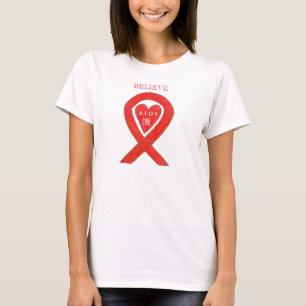 AIDS Red Awareness Ribbon Herz Maßgeschneiderte Sh T-Shirt
