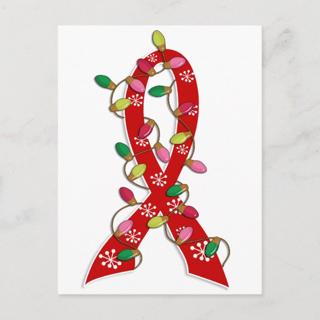 AIDS Weihnachtsbeleuchtung Ribbon Feiertagspostkarte (Vorderseite)