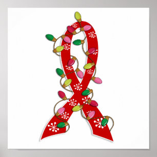AIDS Weihnachtsbeleuchtung Ribbon Poster