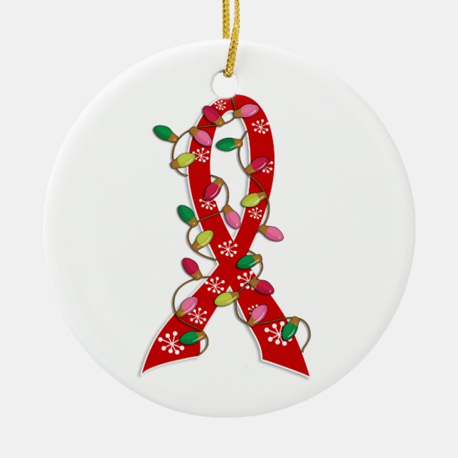AIDS Weihnachtslicht-Band Keramikornament (Vorne)