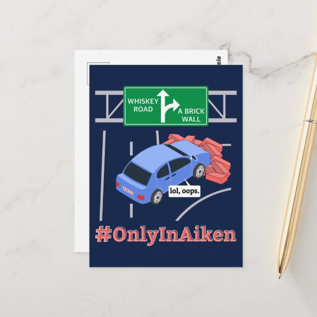 Aiken, SC, Brick Wall Meme Postcard Postkarte (Vorderseite/Rückseite Beispiel)