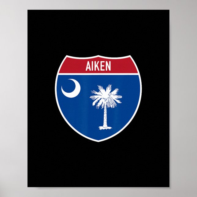 Aiken South Carolina Flag Highway Interstate Schil Poster (Vorne)