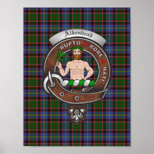 Aikenhead Clan Abzeichen & Tartan 8,5 x 11 Poster