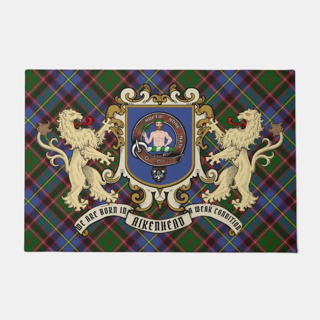 Aikenhead Clan Abzeichen & Tartan Fußmatte (Vorderseite)