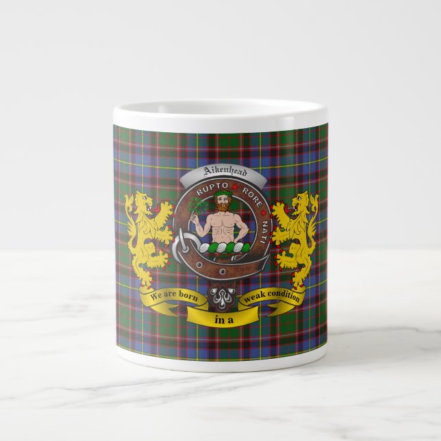 Aikenhead Clan Abzeichen & Tartan Jumbo Tasse (Vorderseite)