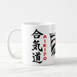 Aikido Kanji Drink Tasse mit japanischer Flagge
