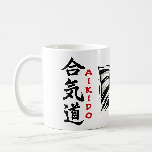Aikido Kanji Drink Tasse mit japanischer Flagge (Links)