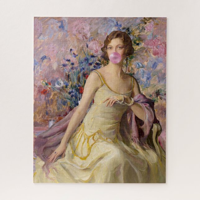 Ailsa Villard Flowers Pink Bubble Gum Puzzle (Vertikal)