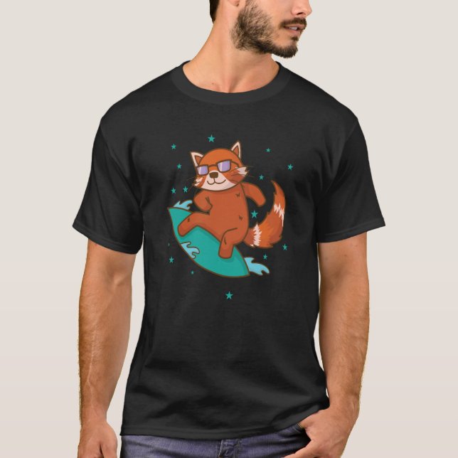 Ailuridae surfing Bear Cat lesser Panda T-Shirt (Vorderseite)