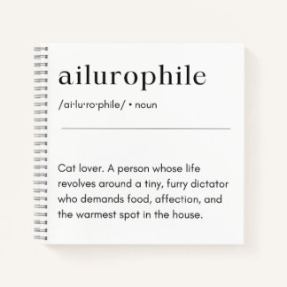 Ailurophile Definition - Katzenliebhaber Notizbuch