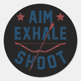Aim Exhale Shoot Archery Bow Arrow Gift Archer Runder Aufkleber