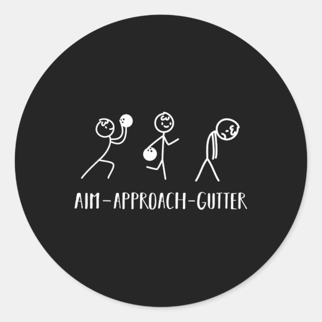 Aim Gutter Bowler Funny Bowling Männer Frauen Runder Aufkleber (Vorderseite)