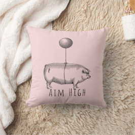 Aim High Cute Pig and Balloon Inspirational Kissen