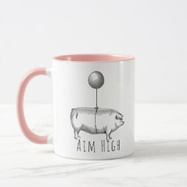 Aim High Cute Pig and Balloon Inspirational Tasse