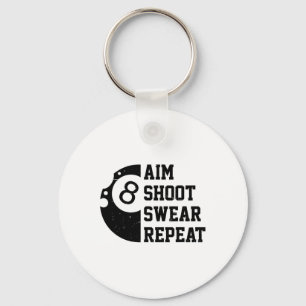 Aim Shoot Swear Repeat Pool Billiard Snooker Chalk Schlüsselanhänger