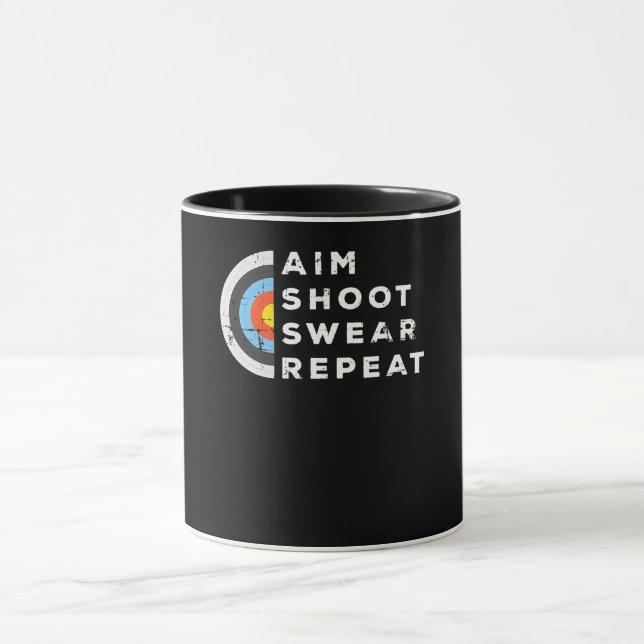 Aim Shoot Swear Wiederholung Archery Costume Arche Tasse (Zentrum)