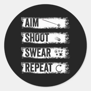 Aim Shoot Swear Wiederholung Funny Billiards 8-Bal Runder Aufkleber