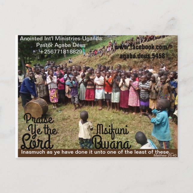 AIM-Uganda Praise Ye the Lord Postcard Postkarte (Vorderseite)