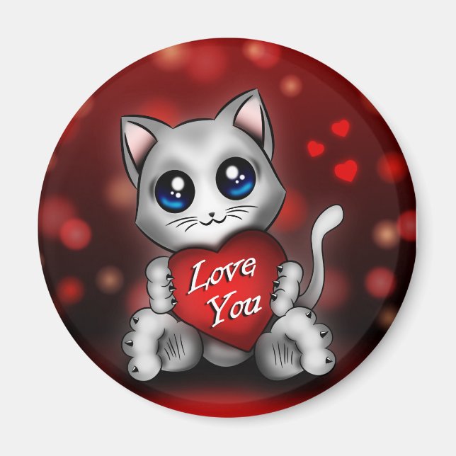 Aimant Le chaton t'aime Magnet (Vorne)