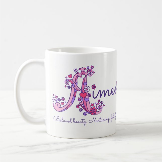 Aimee dekorative A Monogramm-Tasse Namensbedeutung Tasse (Links)