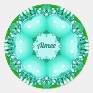 AIMEE ~ Helles abstraktes Fraktalmuster ~ Klassisc Runder Aufkleber