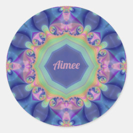 AIMEE ~ Pastel Abstrakt Kaleidoskop Muster ~ Runder Aufkleber