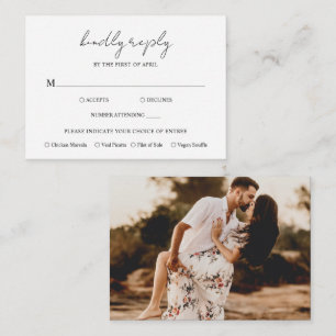 Aimee Rustic Script Modern Wedding Mini RSVP Card Mitteilungskarte
