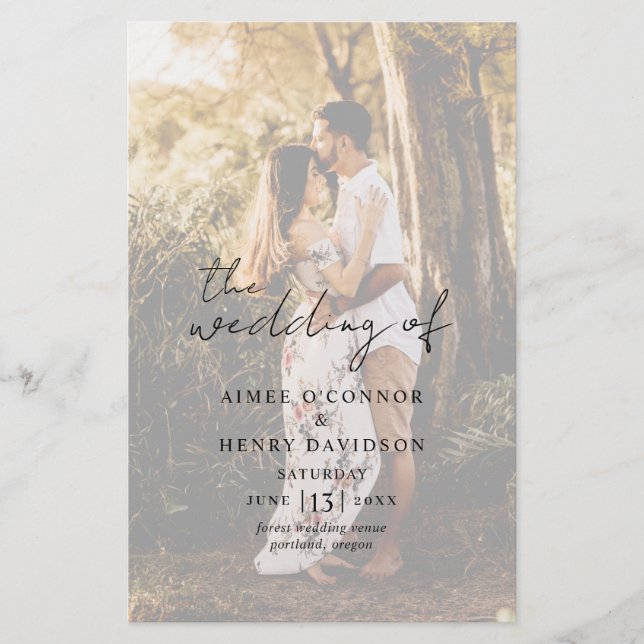 Aimee Rustic Script Modern Wedding Program (Vorderseite)