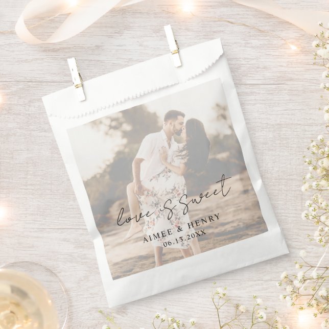 Aimee Rustic Script Moderne Hochzeit Geschenktütchen (Ausgeschnitten)