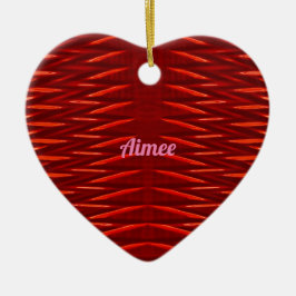 AIMEE ~ VALENTINE HEART ~ Rotes Fraktal ~ Keramik Ornament