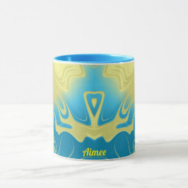 AIMEE ~ Zany 3D Fraktal ~ Yellow Blue 3D Tasse