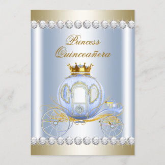 Ainderella Blue Princess Quinceanera Einladung