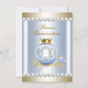 Ainderella Blue Princess Quinceanera Einladung