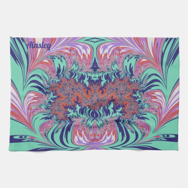 AINSLEY ~ Blue Green Red Lila ~ 3D ~ Geschirrtuch (Horizontal)