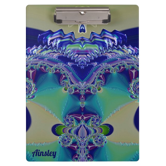 AINSLEY ~ WOW! STÄRKEN! Aqua Gelb Blau und Grün Klemmbrett (Vorderseite)