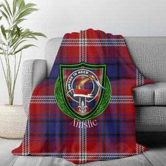 Ainslie Scottish Clan Tartan & Wappen Fleecedecke