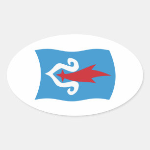 Ainu-Volk-Flaggen-Aufkleber Ovaler Aufkleber