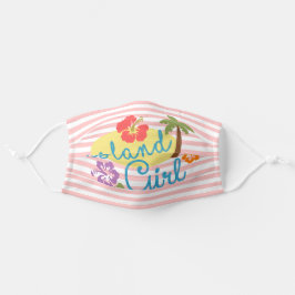 AIoha Island Girl Niedlich Tropical Pink Streifen  Mund-Nasen-Maske Aus Stoff