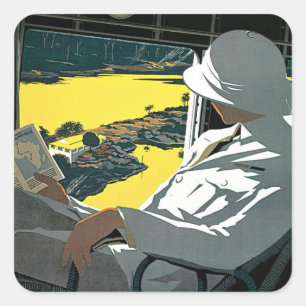 Air Afrique: Visitez L'Afrique en Avion Quadratischer Aufkleber