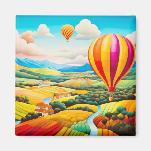 Air Ballon City Concept Abstrakte farbenfrohe Land Magnet