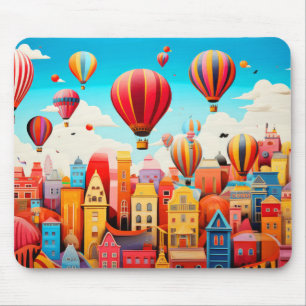 Air Ballon City Concept Abstrakte farbenfrohe Land Mousepad