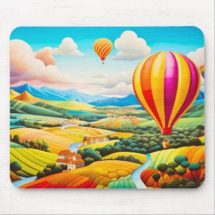 Air Ballon City Concept Abstrakte farbenfrohe Land Mousepad