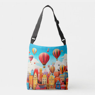 Air Ballon City Concept Abstrakte farbenfrohe Land Tragetaschen Mit Langen Trägern