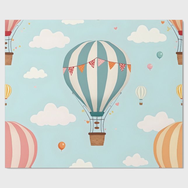 Air Baloon Design Wrapping Paper Geschenkpapier (Flach)