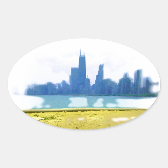 Air Brushed Chicago Ovaler Aufkleber (Vorderseite)